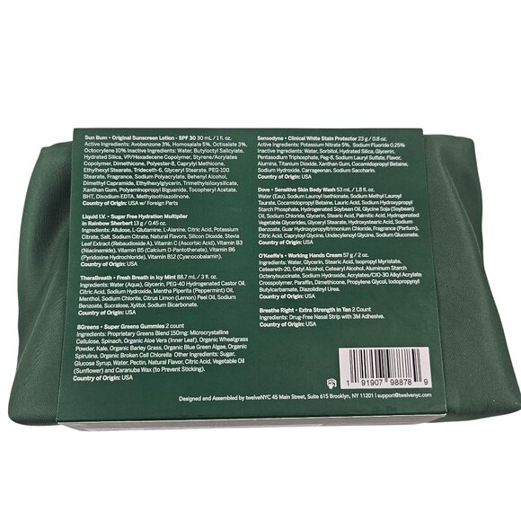 Ready To Jet Set Travel Essentials Kit Green Canvas Carry Case 10 Piece Set NEW - Picture 3 of 10